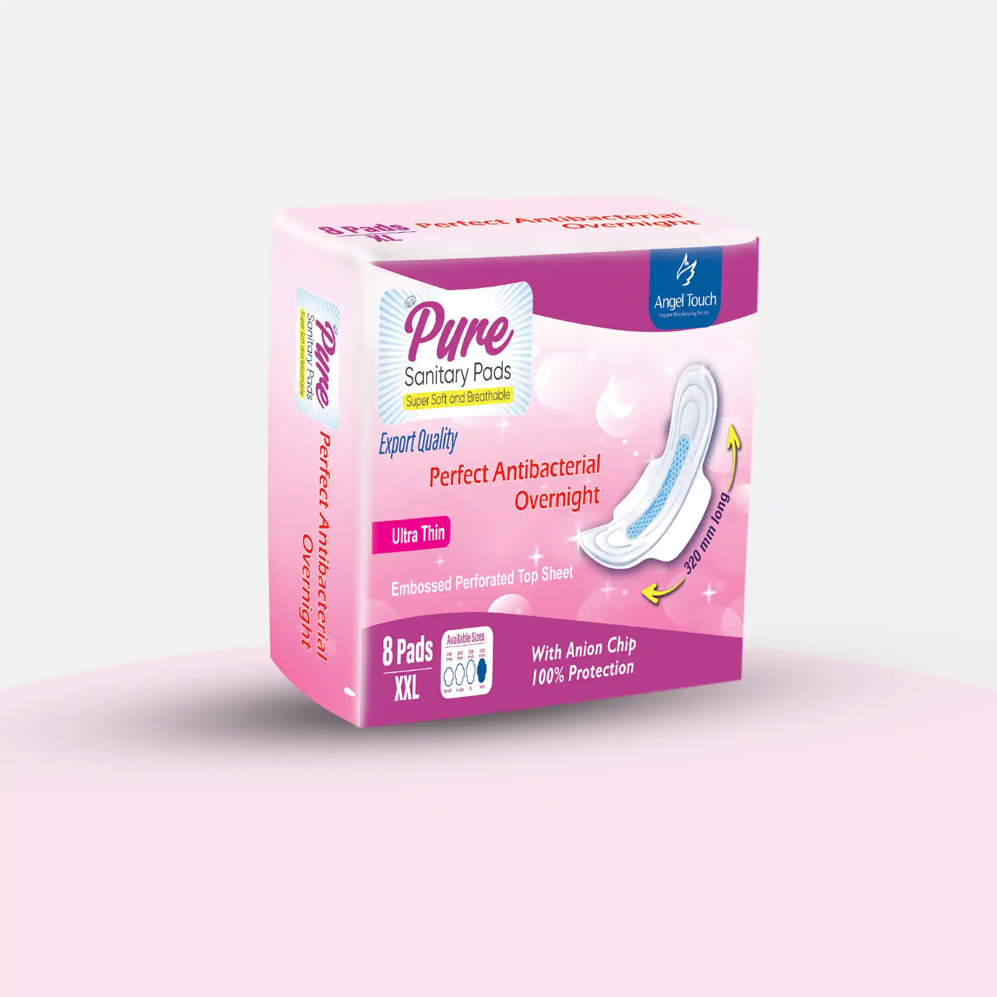 PURE Anti Bacterial sanitary pads Nepal maximum hygiene anion chip protection